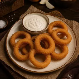 Луковые кольца с чесночным соусом